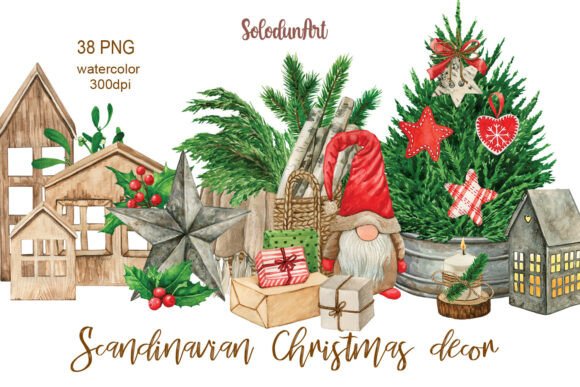 Download Watercolor Scandinavian Christmas Decor - Premium Bundle
